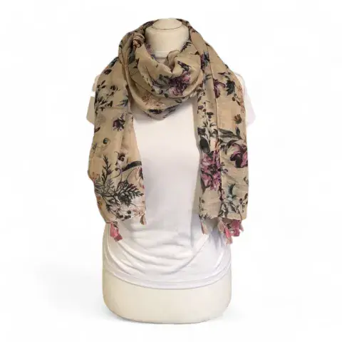FLORAL TASSEL SCARF IN BLOSSOM BREEZE