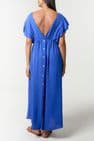 FLUTTER SLEEVE BACK BUTTON MIDI DRESS