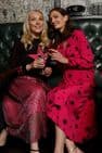 FUCHSIA STARBURST PRINT WRAP DRESS LARGE