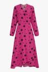 FUCHSIA STARBURST PRINT WRAP DRESS LARGE