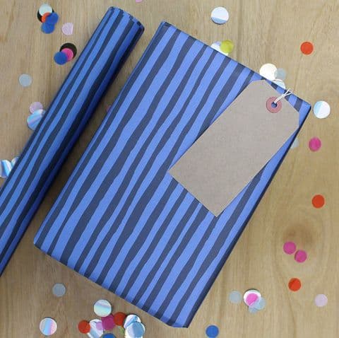 GIFT WRAP BLUE STRIPE