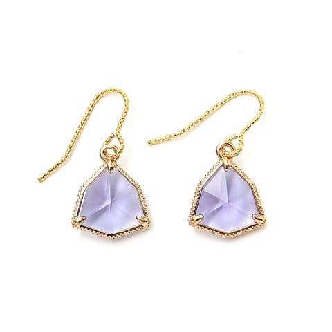 GLASS PENDANT EARRING LILAC & GOLD