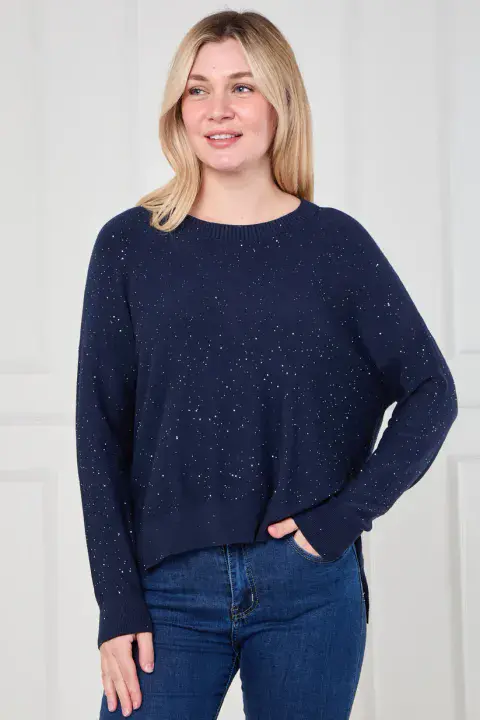 GLITZ CREW NECK HIGH LOW JUMPER