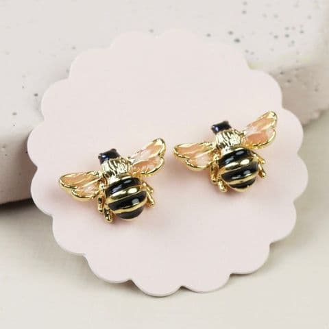 GOLD BUMBLE BEE STUD EARRINGS