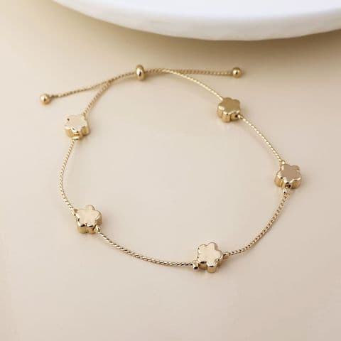 GOLD FLOWERS DAINTY STATION BRACELET