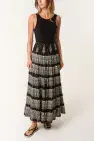 GOLD FOIL & BLACK TIERED MAXI SKIRT