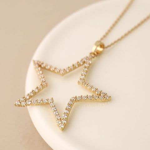 GOLD PAVE CRYSTAL STAR NECKLACE