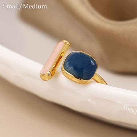 GOLD PLATE ABSTRACT RING BL & PK