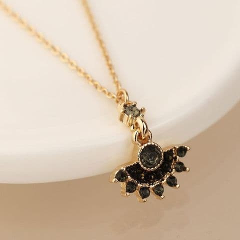 GOLDEN, BLACK AND GREY FAN NECKLACE