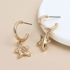 GOLDEN C HOOP & WAVE STAR EARRINGS