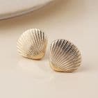 GOLDEN CLAM SHELL STUD EARRINGS