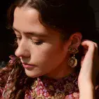 GOLDEN COLOUR BEADED EMBROIDERY FLOWER NECKLACE