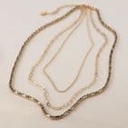 GOLDEN SMOKY CRYSTAL AND CHAINS NECKLACE