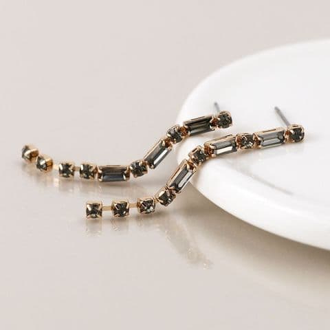 GOLDEN SMOKY CRYSTAL STRAND EARRINGS