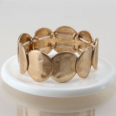 GOLDEN WORN DISC STRETCH BRACELET