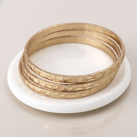 GOLDEN WORN TRIPLE BANGLE SET