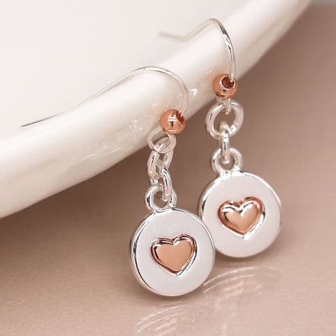 GP HEART IN SP DISC EARRINGS