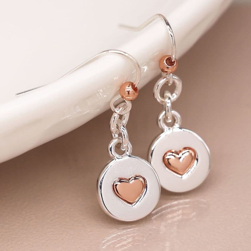 GP HEART IN SP DISC EARRINGS