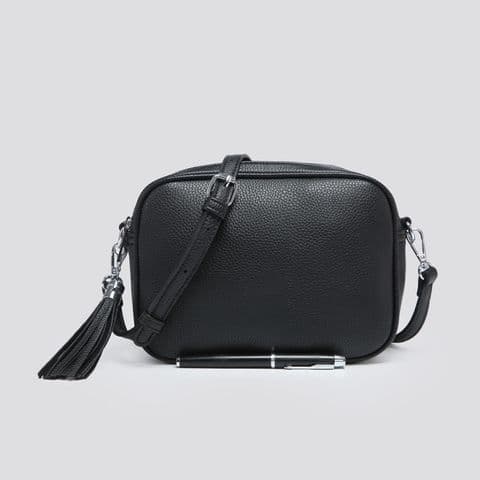 GRACE DOUBLE ZIP BLACK CROSSBODY BAG