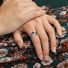 GREEN ONYX CAB STERLING SILVER RING - SIZE 55 (SMALL)
