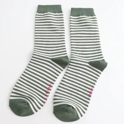 GREEN SIMPLE STRIPE BAMBOO SOCKS