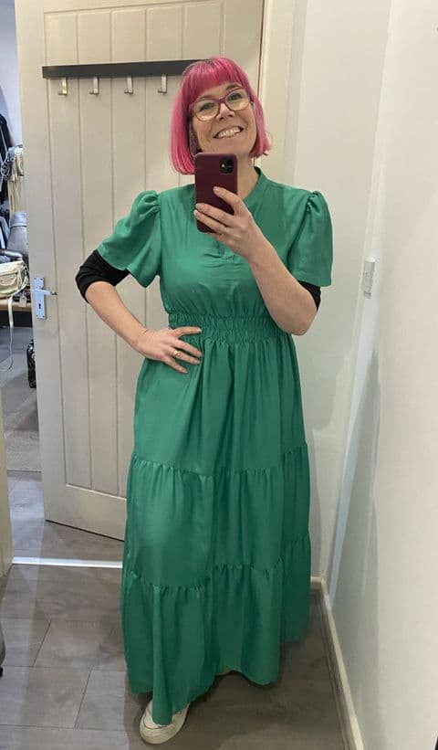 GREEN TIERED MAXI DRESS LARGE