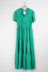 GREEN TIERED MAXI DRESS  SMALL