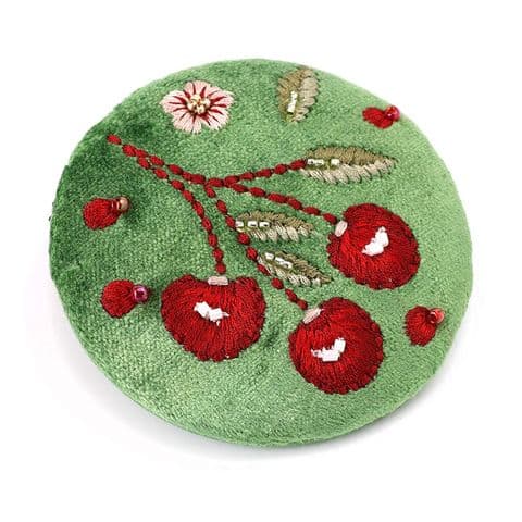 GREEN VELVET CHERRIES COMPACT MIRROR