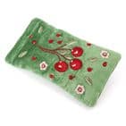 GREEN VELVET CHERRIES GLASSES CASE