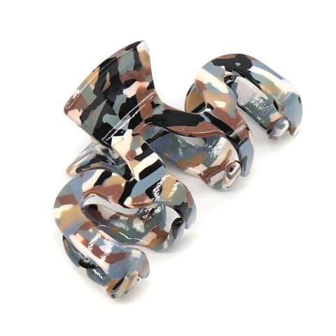 GREY AND TAUPE MIX WAVE CLAW CLIP