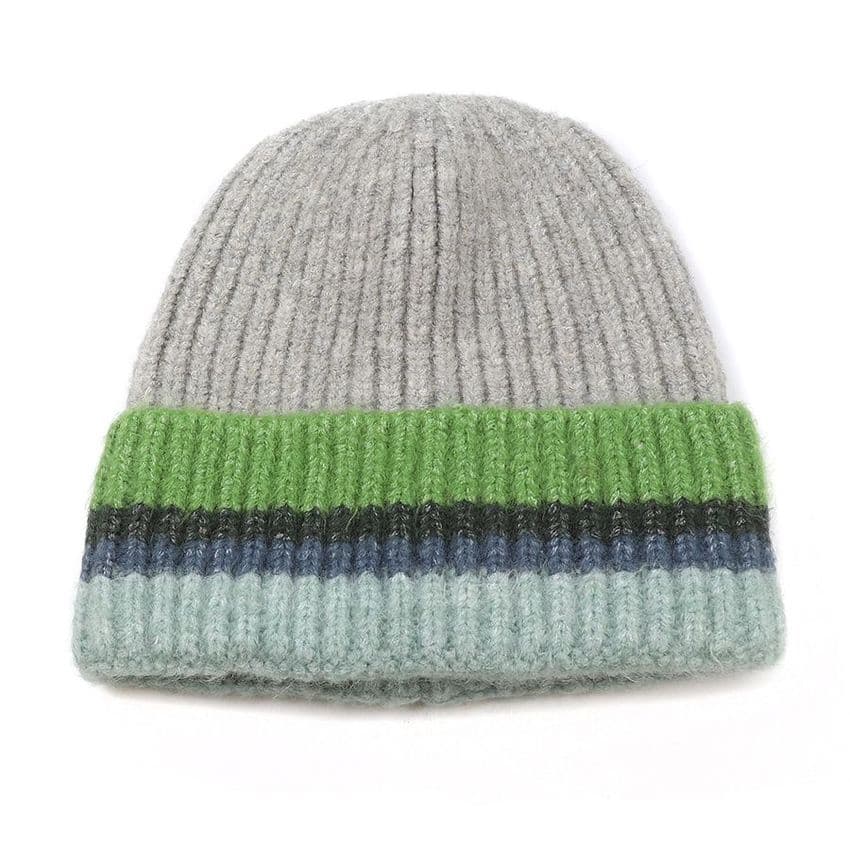 GREY BLUE GREEN RIBBED BEANIE HAT (1)