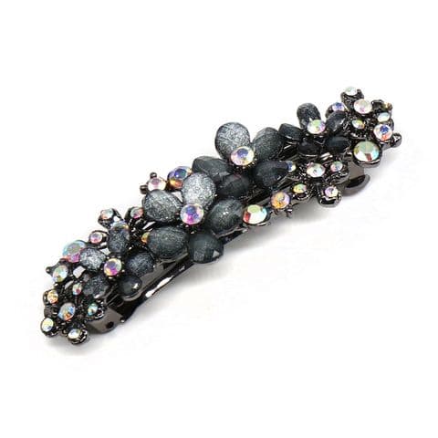 GREY FLORAL CRYSTAL EMBELLISHED HAIR CLIP