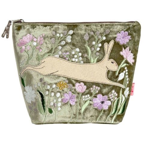 HARE & FLOWERS LARGE COSMETIC PURSE