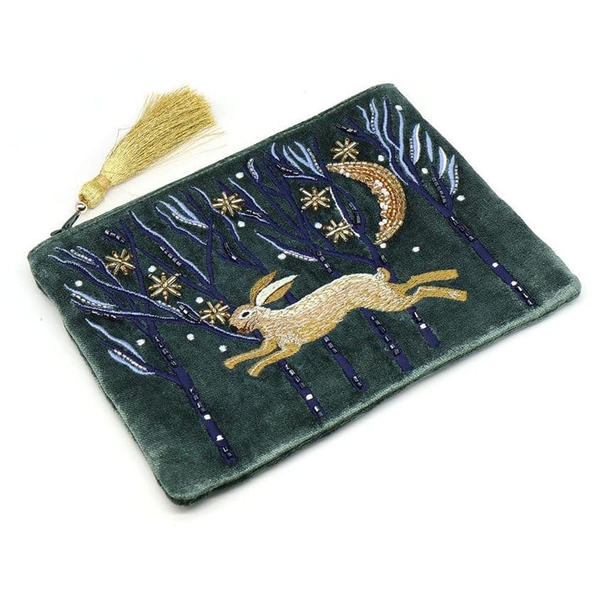 HARE VELVET EMBRIODERED PURSE