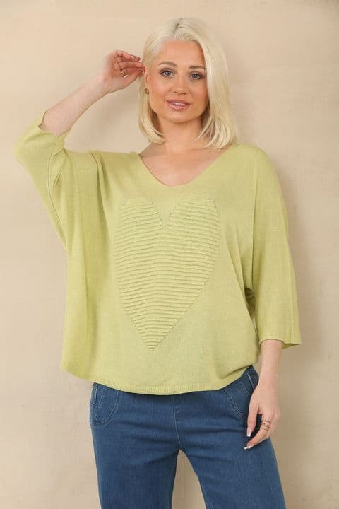 HEART EMBOSSED FINE KNIT JUMPER