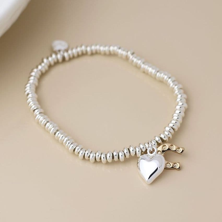 HEART & GOLDEN HORSE SHOE CHARM BRACELET