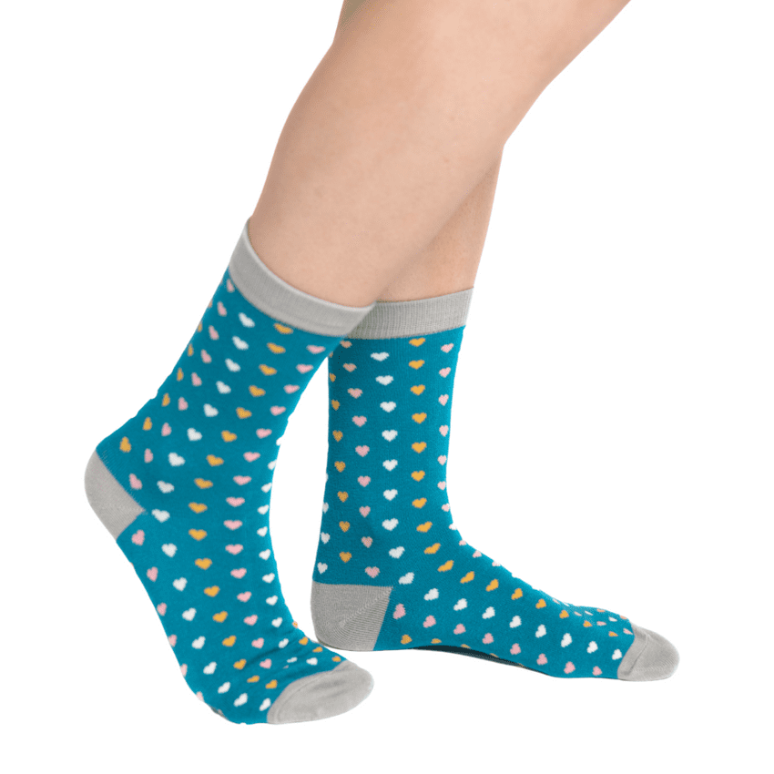 HEARTS SOCKS TEAL