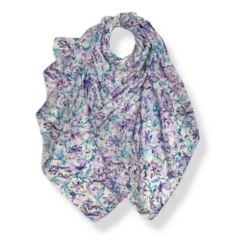 HIBISCUS FLOWER PRINT SCARF IN PURPLE
