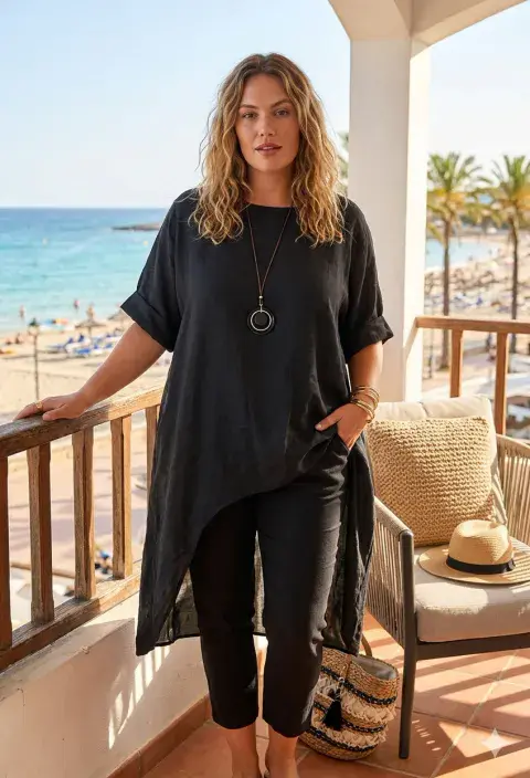 HIGH LOW SATIN TUNIC