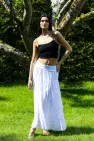 HIGH WAIST TIERED LINED COTTON SKIRT