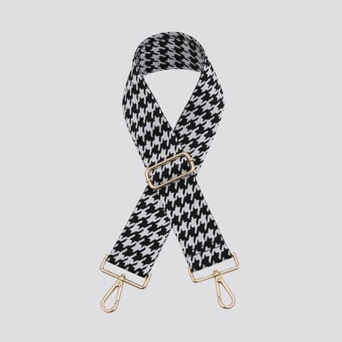 HOUNDSTOOTH HANDBAG STRAP BLACK