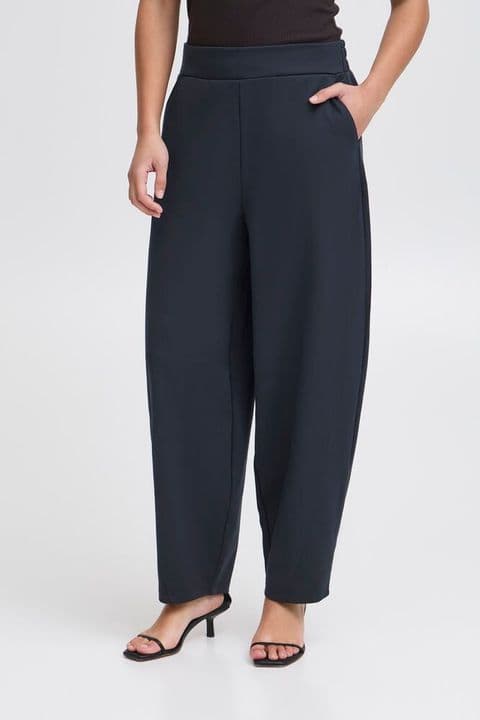 ICHI IXKATE BARREL TROUSERS NVY