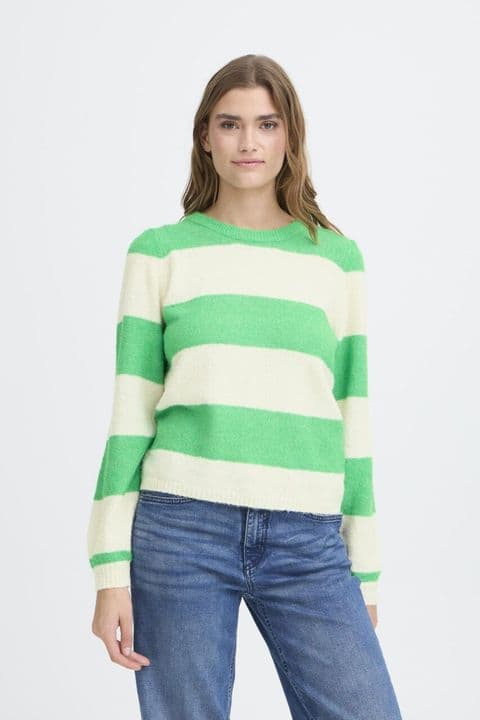 IHDUSTY KNIT IN GREEN & BEIGE STRIPE