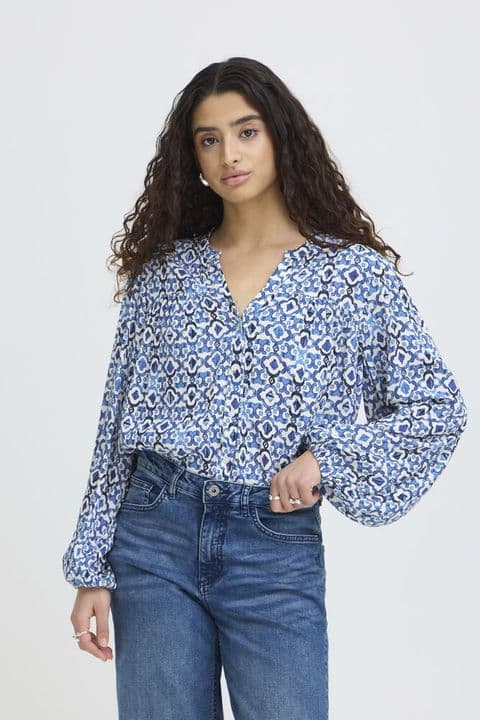 IHMARRAKECH BLOUSE IN BLUE PATTERN