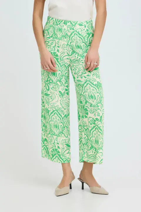 IHMARRAKECH TROUSER IN GREEN & WHITE PRINT
