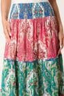 IKAT PRINT TIERED SHIRRED MAXI SKIRT
