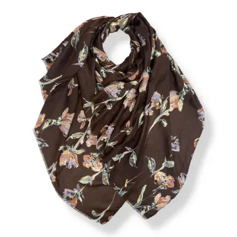 JASMINE FLOWER PRINT SCARF GOLD DETAILS