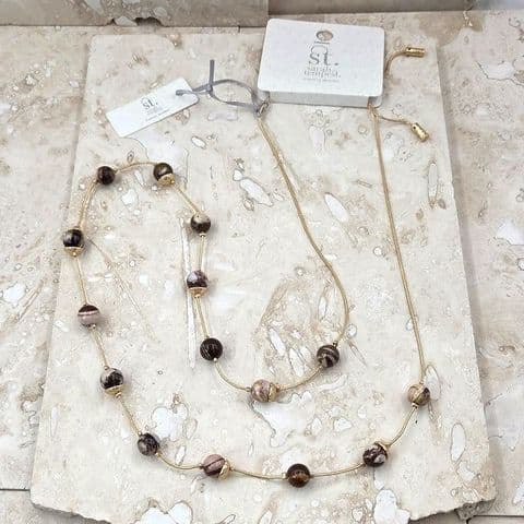 JASPER BEADED LONG NECKLACE IN BROWN