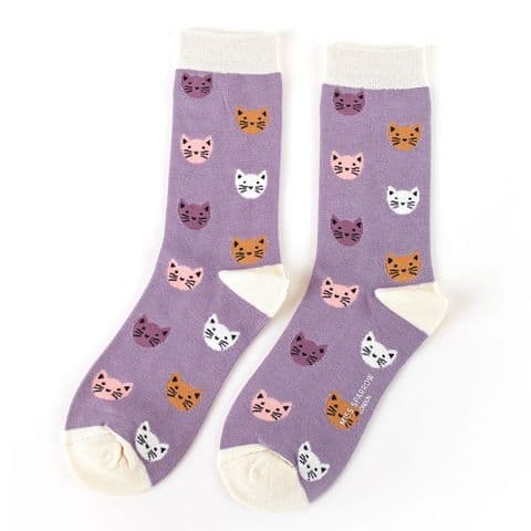 KITTY FACE LAVENDER SOCKS