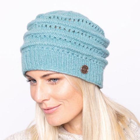 LACE RIDGE BEANIE IN EAU DE NIL